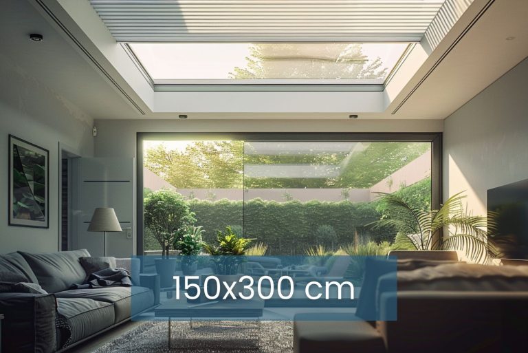 elektrische dakraam jaloezie 150 x 300 cm voor plat dak met somfy motor en accu