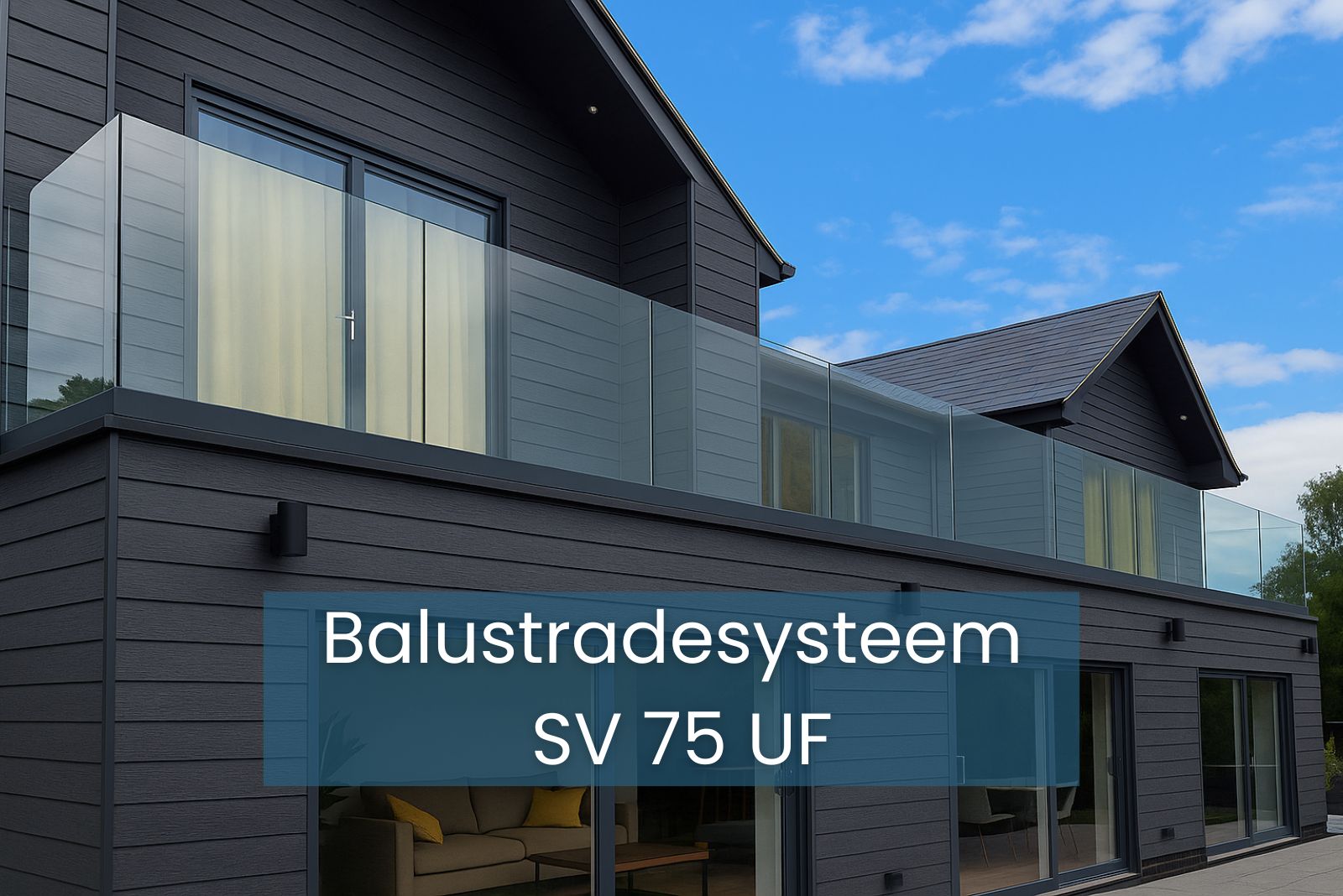 Glasbalustrade SV 75 UF met profiel voor aan de zijkant - Afbeelding 1