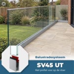 Glasbalustrade SV 45 UT met profiel voor op de vloer