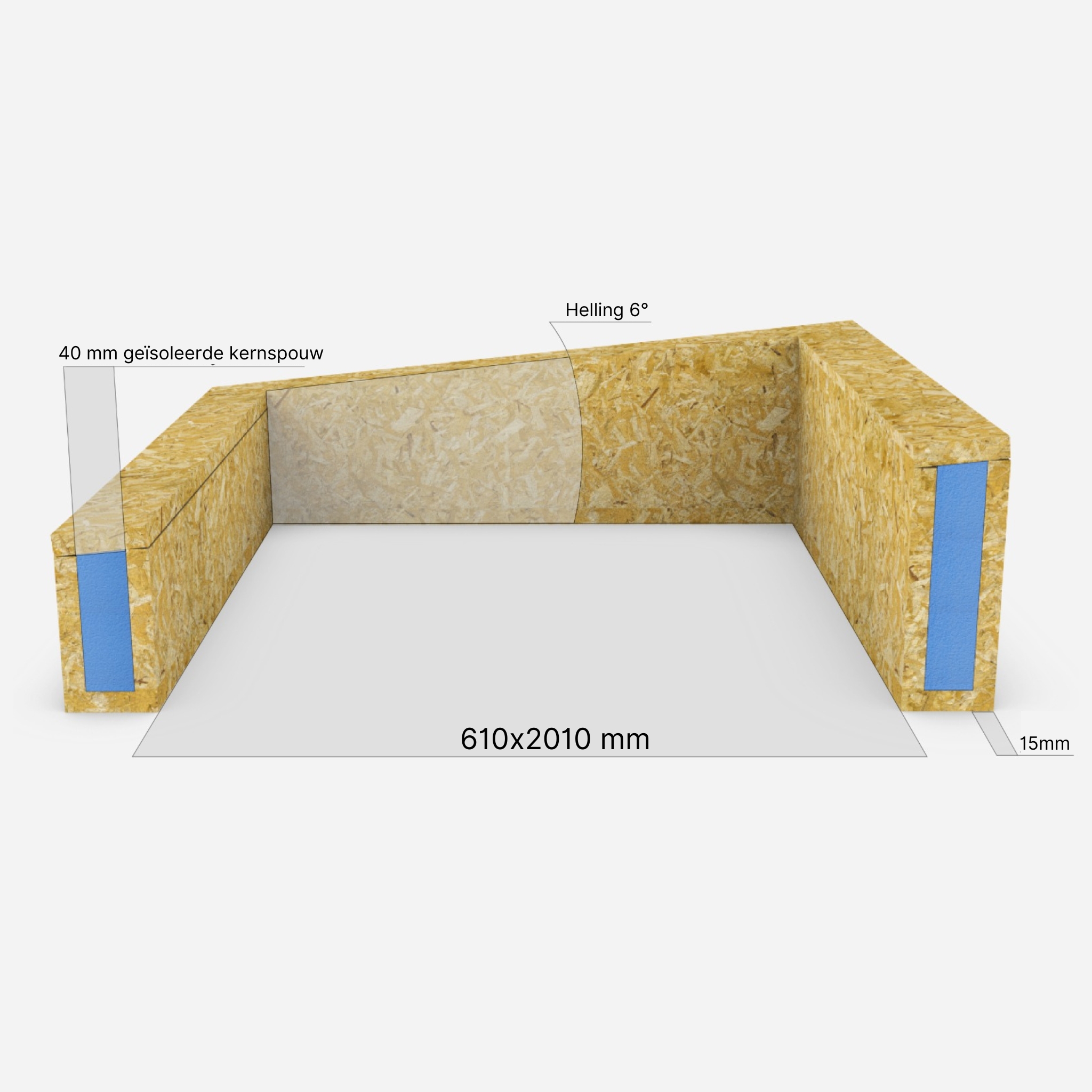 OSB geïsoleerde opstand 60 x 200 cm (voor plat dak) - Afbeelding 2