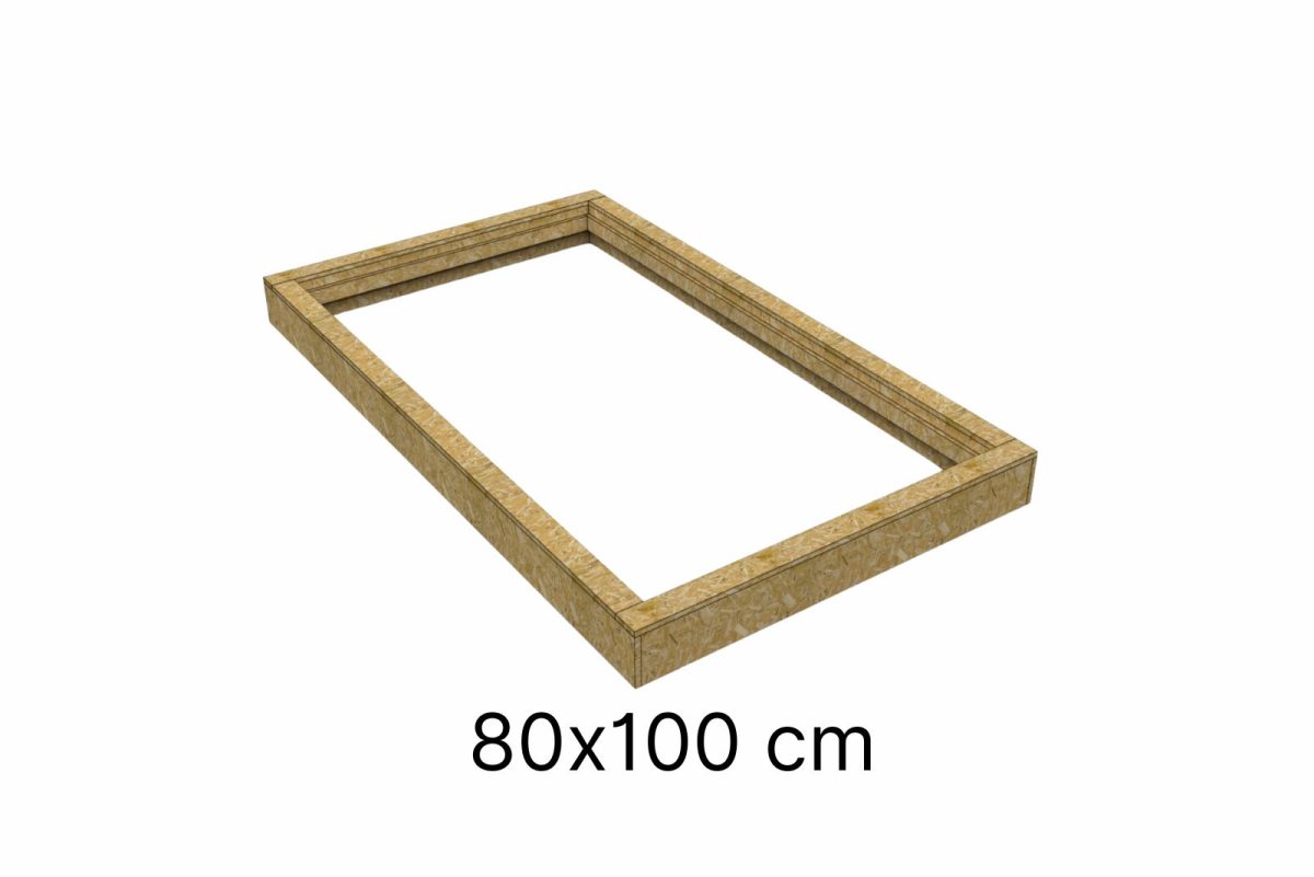 OSB geïsoleerde opstand 80 x 100 cm (voor schuin dak) - Afbeelding 1
