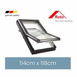 Roto Schuin dakvenster midden draaiend 114 x 118 cm Wit gelakt hout
